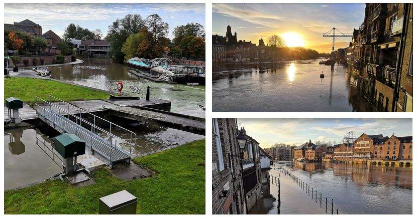 Rivers in York - Flooding. Ouse and Foss, Yorkshire.