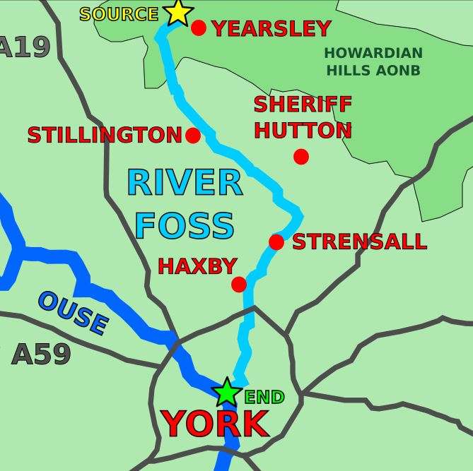 River Foss Map, York - Source, Guide & End