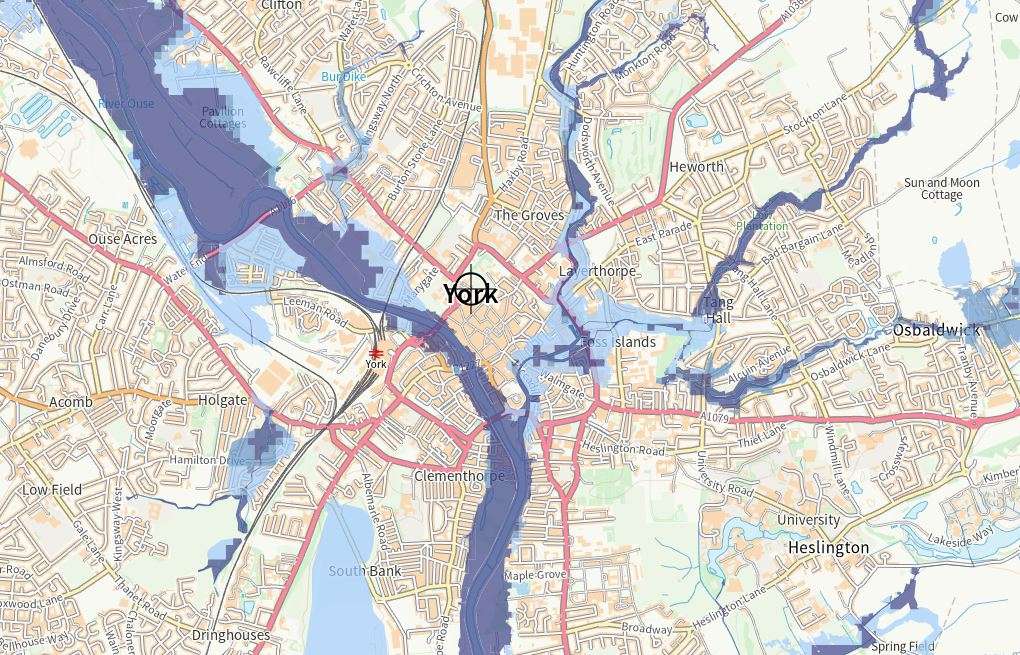 York Flood Map - City Centre