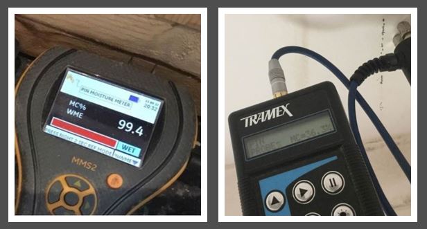 Moisture meter monitoring in-house leaks